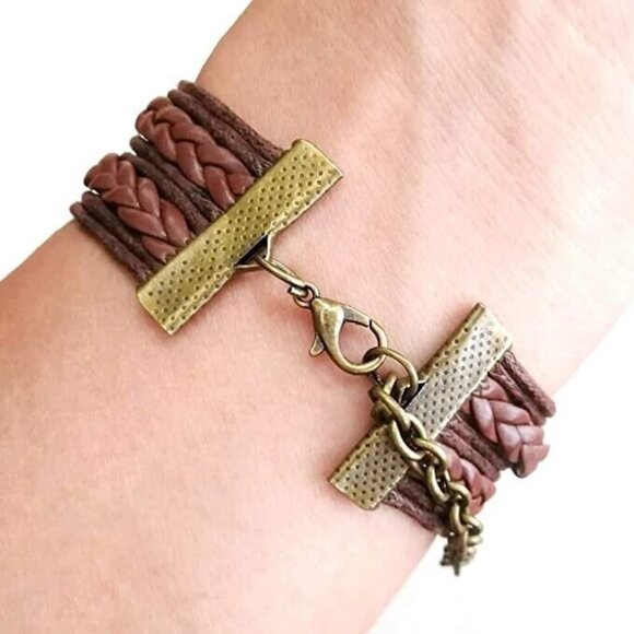 HARRY POTTER Bracelet Bronze Owls Wings Gold Pearl Deathly Hallows Charm - Picture 2 of 4